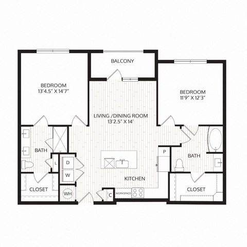 Aura Avant Apartments in Lewisville, Texas B3.1 ANSI Floor Plan